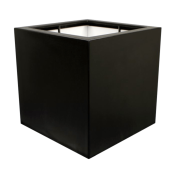 Jardinière en polyester - Carré - 120 x 120 x 120 cm - RAL9005 mat (noir) - Avec fond