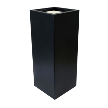 Jardinière en polyester - Carré - 40 x 40 x 100 cm - RAL9005 mat (noir) - Avec fond