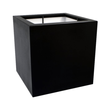 Jardinière en polyester - Carré - 80 x 80 x 80 cm - RAL9005 mat (noir) - Avec fond