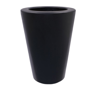 Jardinière en polyester - Conique - Ø 55 x 76 cm - RAL9005 mat (noir) - Avec fond