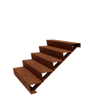 Escalier de jardin en acier Corten - 5-marches - 120 x 120 x 85 cm