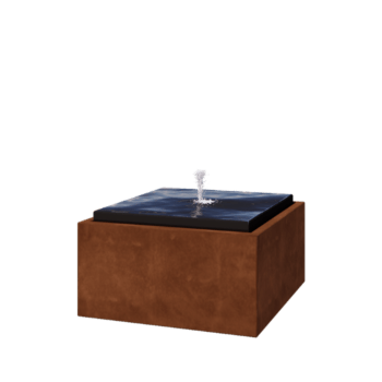Tables d'eau en acier Corten - Orin - 80 x 80 x 40 cm - Avec éclairage LED