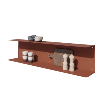Étagère murale en acier - Forme en C - 120 x 20 x 28 cm - Corten look