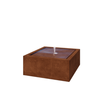 Tables d'eau en acier Corten - Lyra - 100 x 100 x 40 cm - Avec éclairage LED