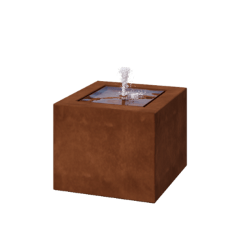 Tables d'eau en acier Corten - Lyra - 50 x 50 x 40 cm - Avec éclairage LED