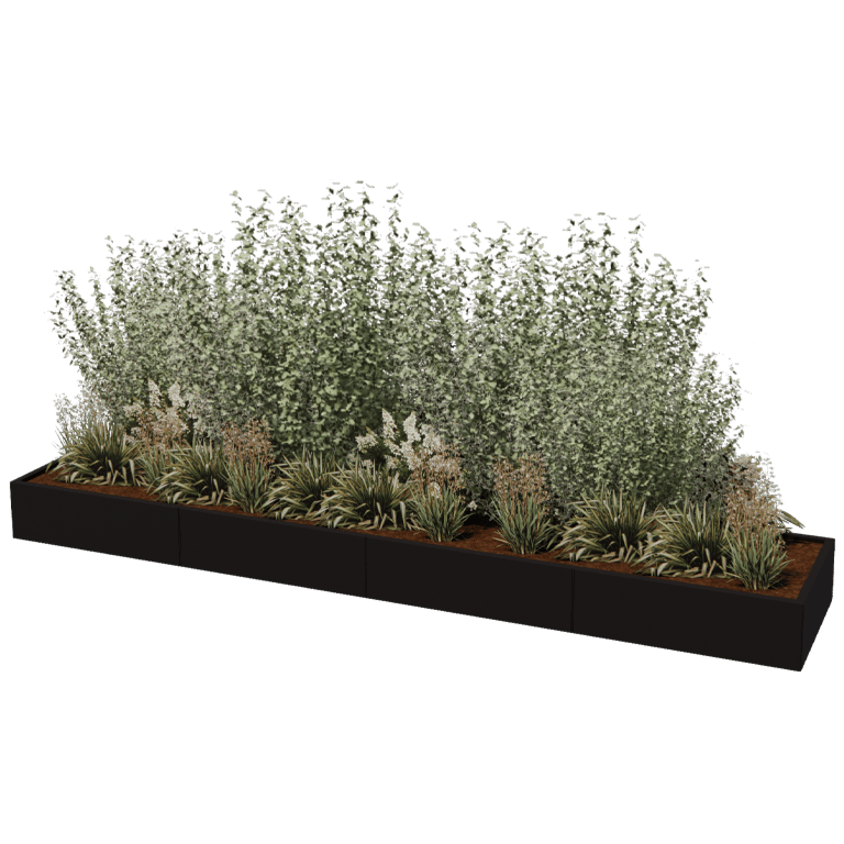 Bac à plantes en acier thermolaqué Texas xxl 400 x 80 cm