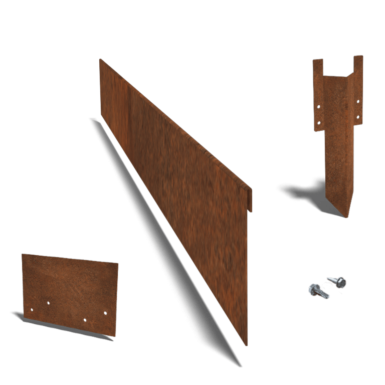 Bordure en acier corten aplatie de 13 cm set complet par 15 mètres