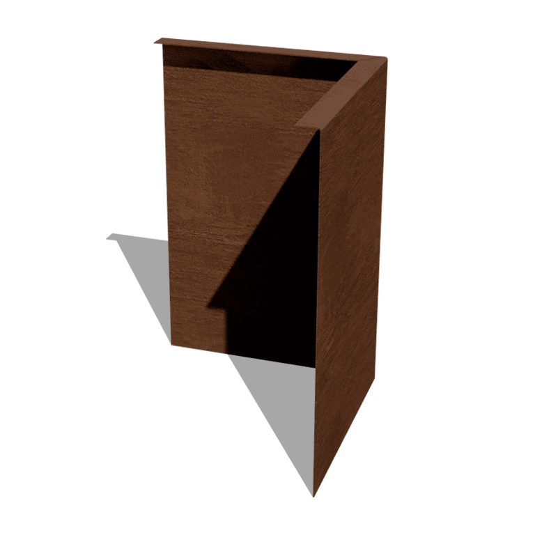 Bordure en acier corten à bord replié 45 cm angle extérieur