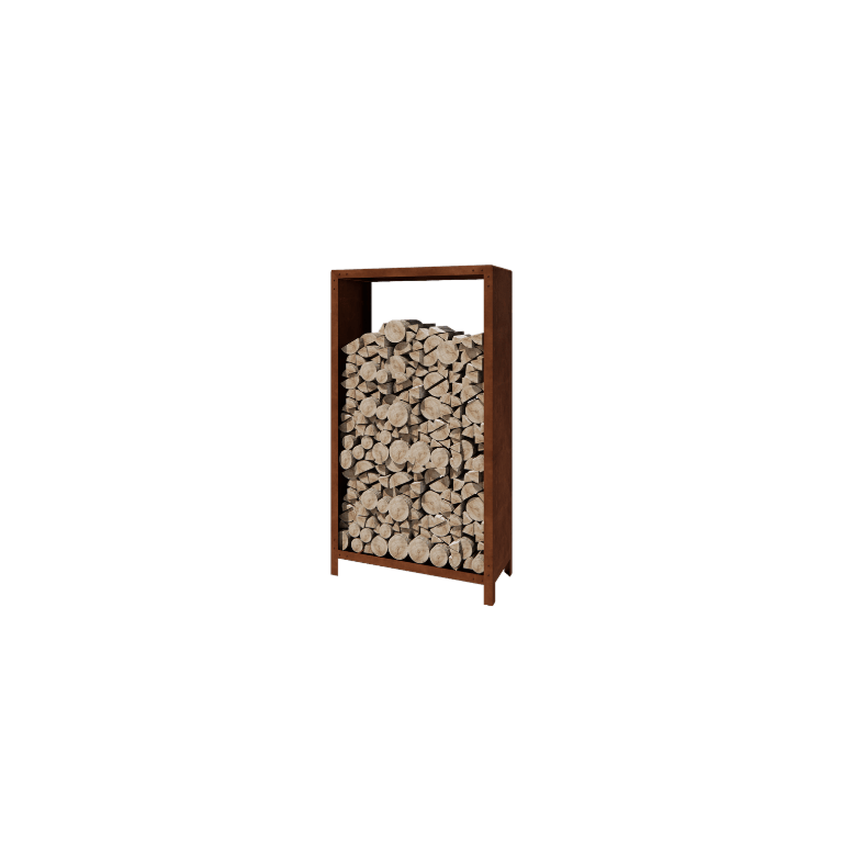 Range-bûches en acier Corten Indiana 180 x 100 x 40 cm