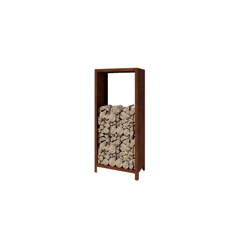 Range-bûches en acier Corten Indiana 180 x 80 x 40 cm