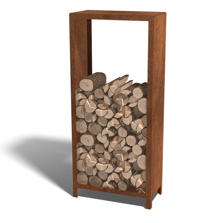 Range-bûches en acier Corten Indiana 180 x 80 x 40 cm