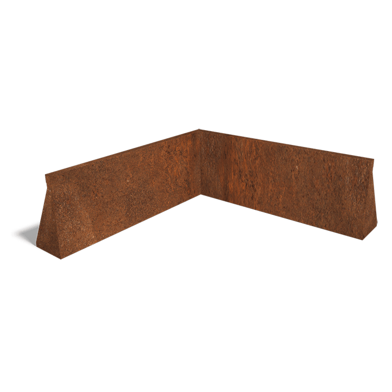 Mur de soutènement d'angle intérieur en acier Corten 100 x 100 cm (hauteur 40 cm)