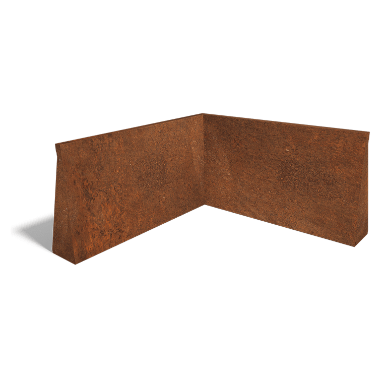 Mur de soutènement d'angle intérieur en acier Corten 100 x 100 cm (hauteur 60 cm)