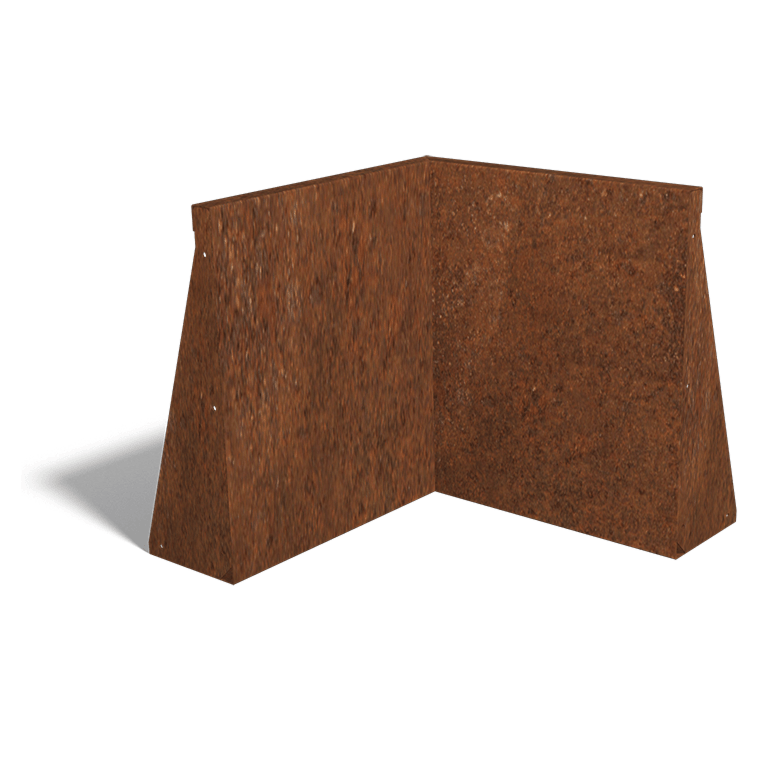 Mur de soutènement d'angle intérieur en acier Corten 50 x 50 cm (hauteur 60 cm)