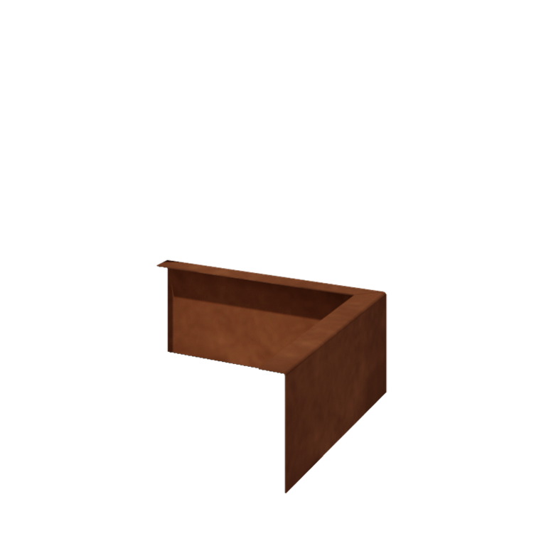 Bordure en acier corten à bord replié 12 cm angle extérieur