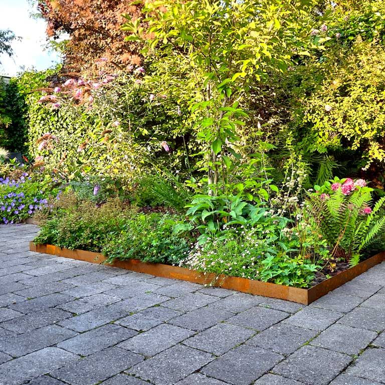 Bordure en acier corten lisse 15 cm kit complet pour 15 mètres
