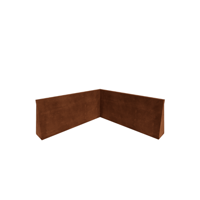 Mur de soutènement d'angle intérieur en acier Corten 100 x 100 cm (hauteur 50 cm)