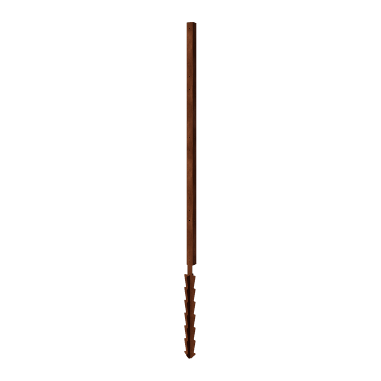 Angle droit en acier corten avec piquet de terre