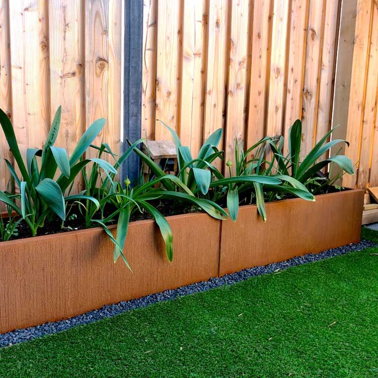 Jardinière en acier corten Texas xxl 240 x 50 cm