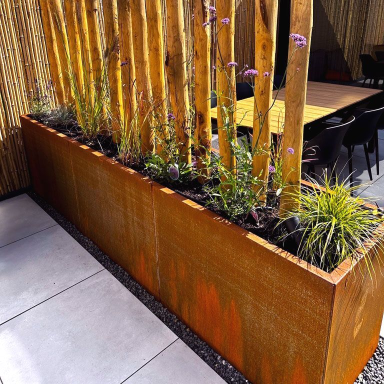 Bac à plantes en acier corten Texas xxl 300 x 60 cm