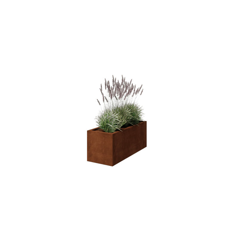 Jardinière en acier Corten - Rectangle - 120 x 50 x 50 cm - Soudé - Avec plaque de fond