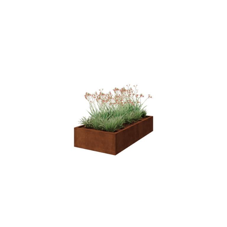 Bac à plantes soudée en acier corten Montana 200 x 100 x 40 cm