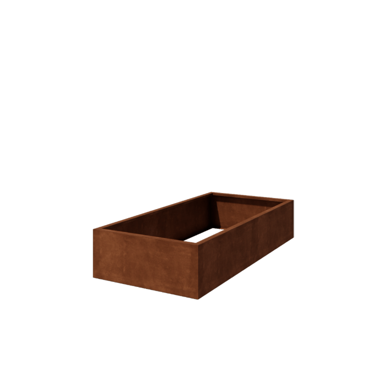 Bac à plantes soudée en acier corten Montana 200 x 100 x 40 cm