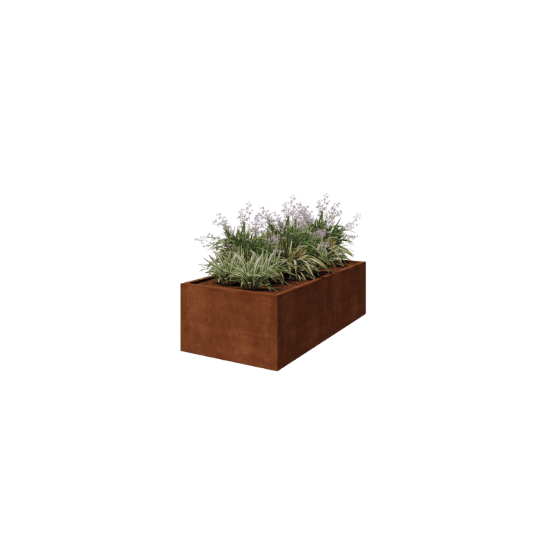 Jardinière en acier Corten - Rectangle - 200 x 100 x 60 cm - Soudé - Sanc plaque de fond
