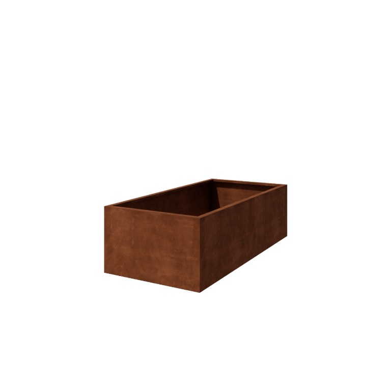 Jardinière en acier Corten - Rectangle - 200 x 100 x 60 cm - Soudé - Sanc plaque de fond