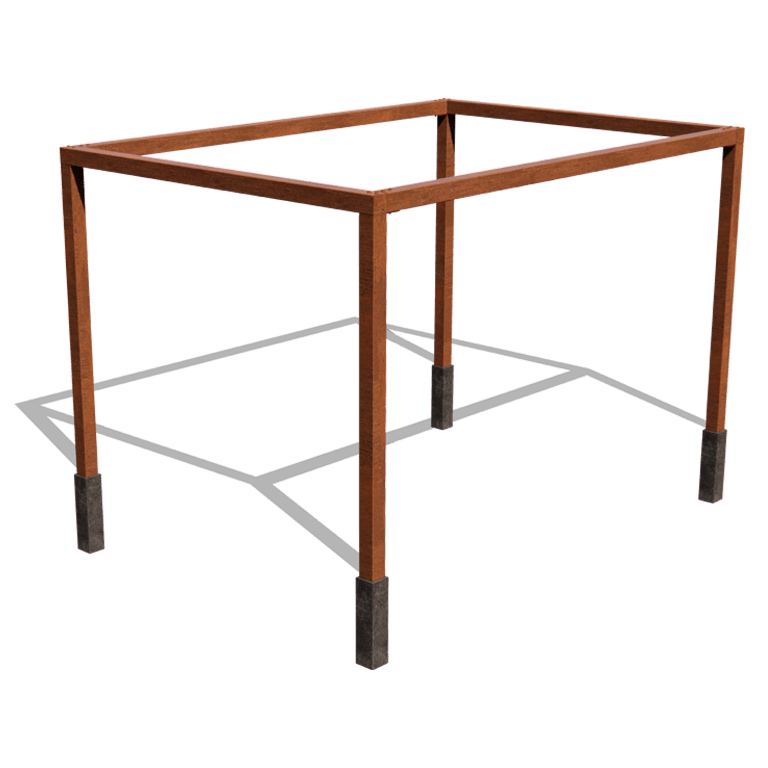 Pergola carré en acier corten 424 x 300 cm