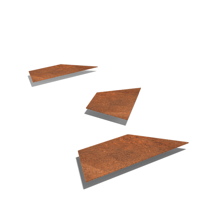 Dalle de cheminement en acier Corten Hexagone HH 50