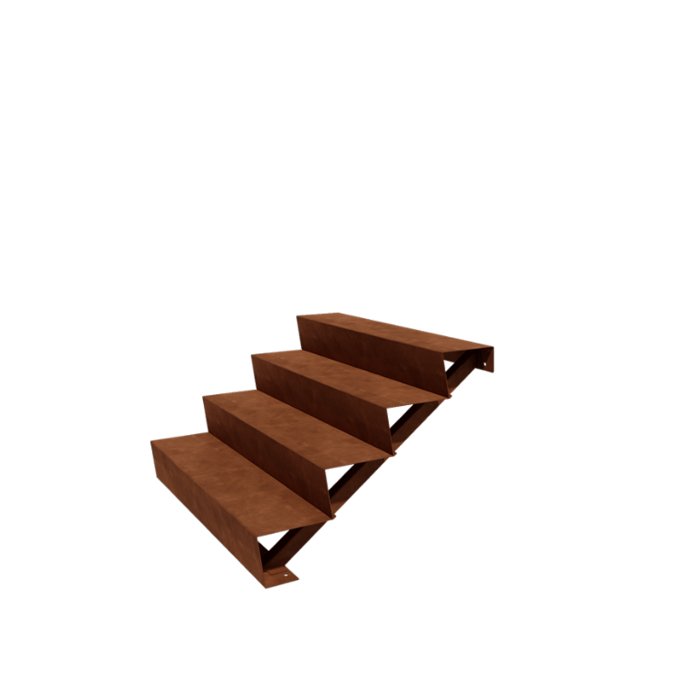 Escalier de jardin en acier Corten - 4-marches - 96 x 120 x 68 cm