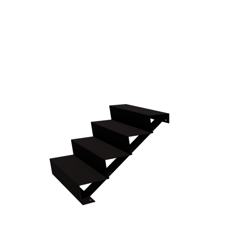 Escalier de jardin en acier - 4-marches - 96 x 80 x 68 cm - RAL9005 mat (noir)