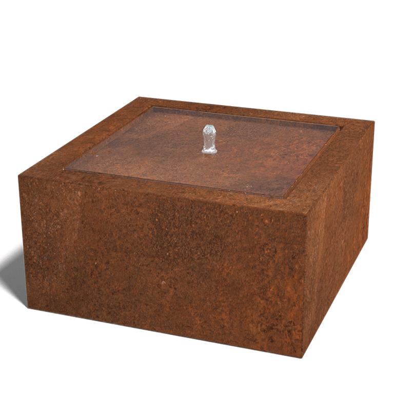 Table d'eau en acier corten 80 x 80 x 40 cm