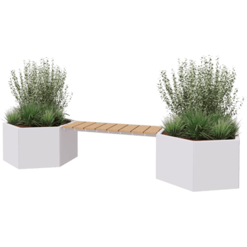 Bac à plantes en acier thermolaqué avec banc Vegas Denver