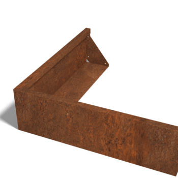Mur de soutènement d'angle extérieur en acier Corten 100 x 100 cm (hauteur 30 cm)