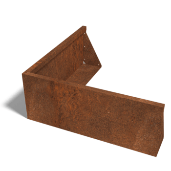 Mur de soutènement d'angle extérieur en acier Corten 100 x 100 cm (hauteur 40 cm)