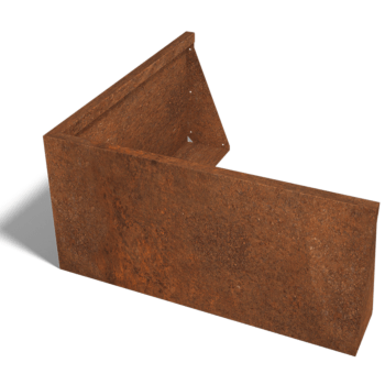Mur de soutènement d'angle extérieur en acier Corten 100 x 100 cm (hauteur 50 cm)