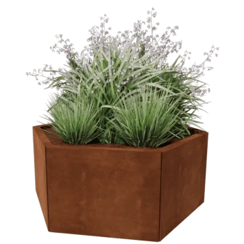 Jardinière en acier Corten - Hexagone - 99,3 x 86,6 cm