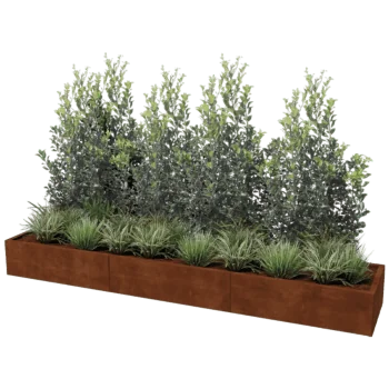 Jardinière en acier Corten XXL - Rectangle - 300 x 60 cm