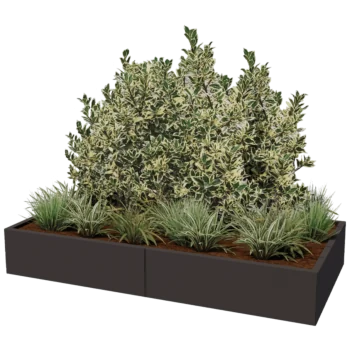 Jardinière XXL en acier - Rectangle - 200 x 100 x 40 cm - Autre couleur RAL - Sanc plaque de fond