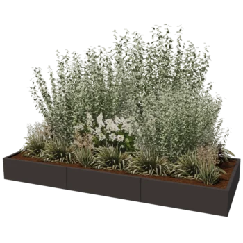 Jardinière XXL en acier - Rectangle - 300 x 120 x 60 cm - RAL9010 mat (blanc) - Sanc plaque de fond