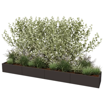 Jardinière XXL en acier - Rectangle - 320 x 50 x 40 cm - Autre couleur RAL - Avec plaque de fond