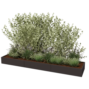 Jardinière XXL en acier - Rectangle - 360 x 80 x 80 cm - Autre couleur RAL - Sanc plaque de fond