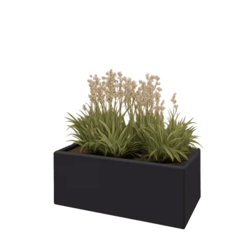 Jardinière en acier - Rectangle - 80 x 40 x 30 cm - RAL9005 mat (noir) - Sanc plaque de fond