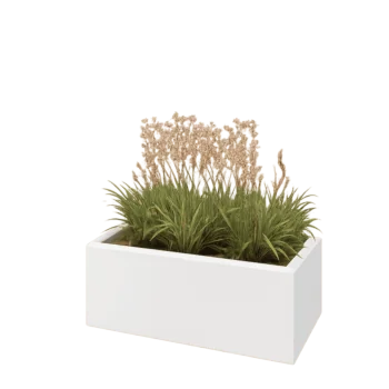 Jardinière en acier - Rectangle - 80 x 40 x 30 cm - RAL9010 mat (blanc) - Sanc plaque de fond