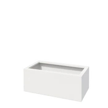 Jardinière en acier - Rectangle - 80 x 40 x 30 cm - RAL9010 mat (blanc) - Avec plaque de fond