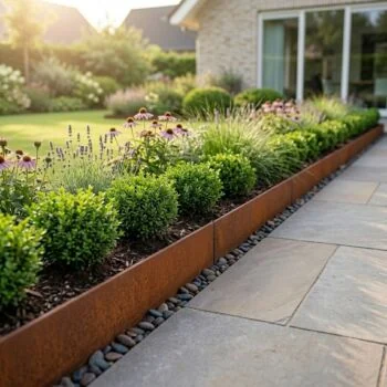 Bordures de jardin en acier Corten - Écrasé - Hauteur 13 cm - 150 cm