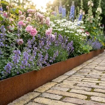 Bordures de jardin en acier Corten - Droit - Hauteur 37,5 cm - 150 cm