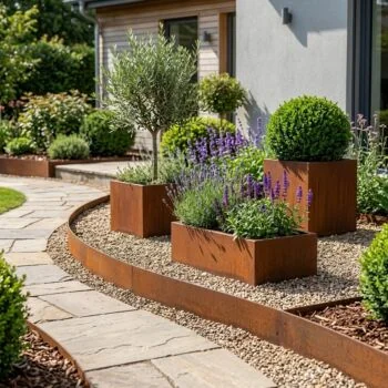 Bordures de jardin en acier Corten - Écrasé FLEX - Hauteur 13 cm - 240 cm
